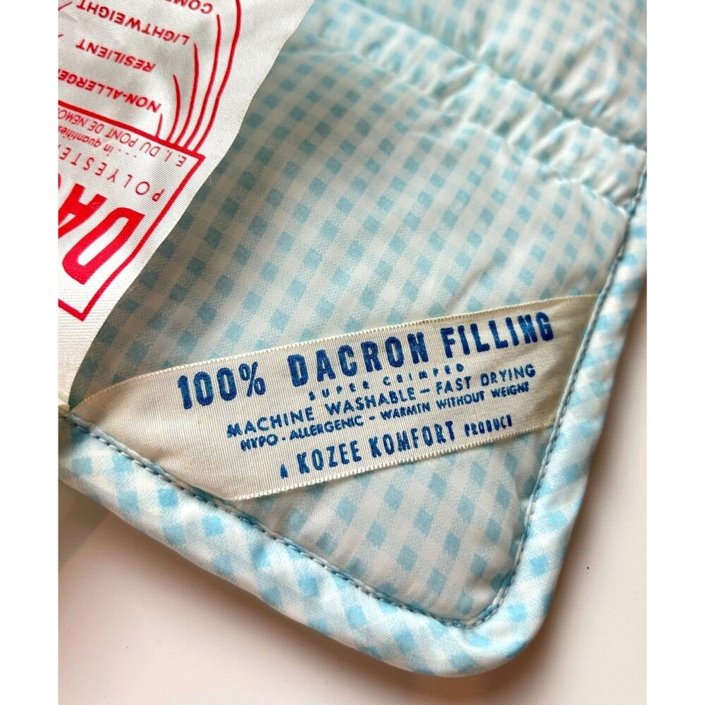 Vintage NOS Kozee Komfort Blue Gingham Clown Baby Quilt Blanket 35" X 47" - Picture 4 of 16
